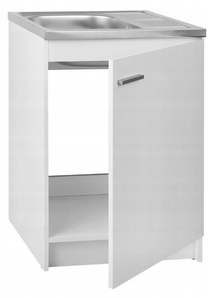 Stamar | Kuchyňská skříňka, s dřezem, kuchyňská dolní skříňka, bílá, 60 cm, s baterií a sifonem