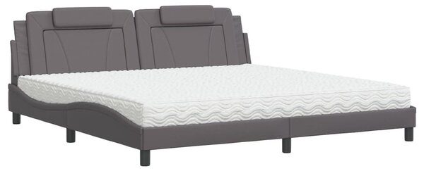 Postel Viana s matrací šedá 200 x 200 cm umělá kůže 3208820