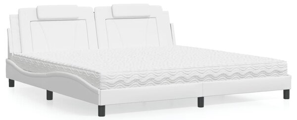 Postel Viana s matrací bílá 200 x 200 cm umělá kůže 3208818