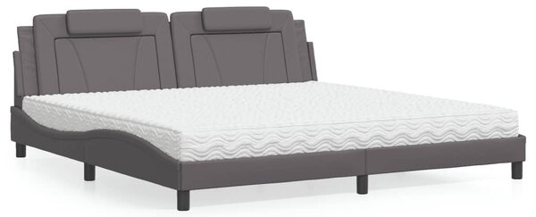 Postel Viana s matrací šedá 200 x 200 cm umělá kůže 3208820