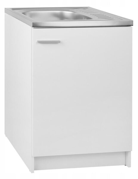 Stamar | Kuchyňská skříňka, s dřezem, kuchyňská dolní skříňka, bílá, 60 cm, s baterií a sifonem