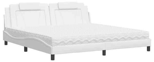 Postel Viana s matrací bílá 200 x 200 cm umělá kůže 3208818