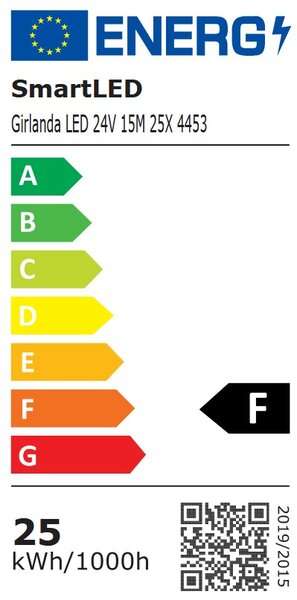 Smart LED Zahradní světelná stmívatelná girlanda 15m 25xLED žárovka E12 24V, dálkové ovládání