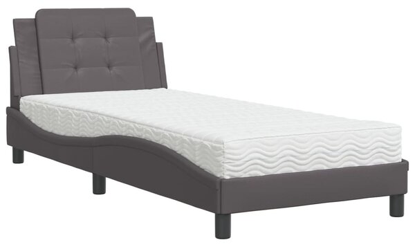 Rám postele bez matrace Zadar šedá 100 x 200 cm umělá kůže 3208848