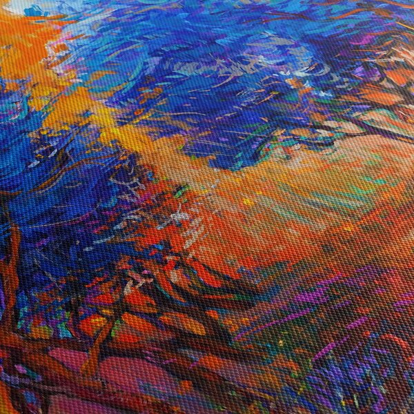 Obraz - Podzimní koruny stromů, moderní impresionismus (125x70 cm)