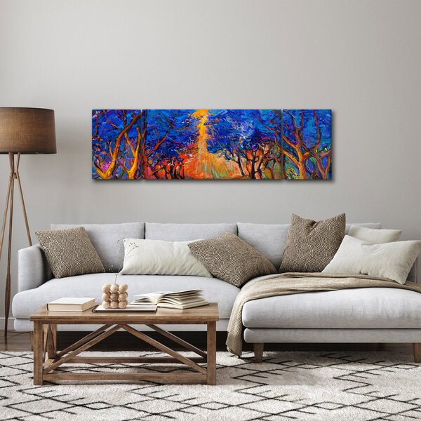 Obraz - Podzimní koruny stromů, moderní impresionismus (170x50 cm)
