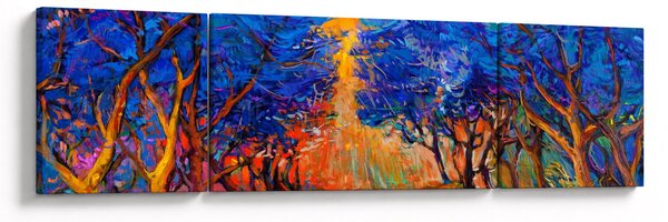 Obraz - Podzimní koruny stromů, moderní impresionismus (170x50 cm)