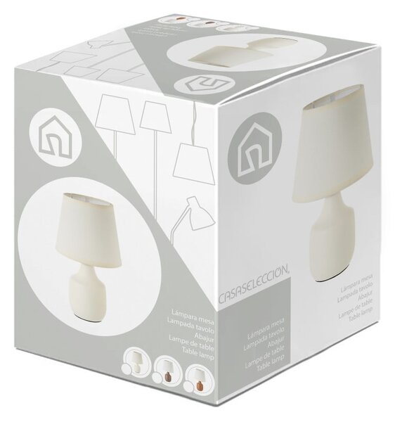 Bílo-hnědá keramická stolní lampa s textilním stínidlem (výška 24 cm) – Casa Selección