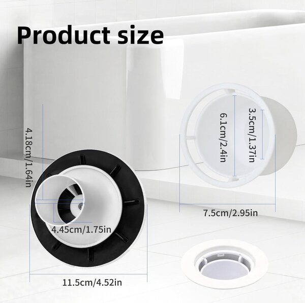 Odpadní sítko pro sprchovou vanu – zachytávač vlasů – 90 mm – 115 mm – s bílou odtokovou mřížkou