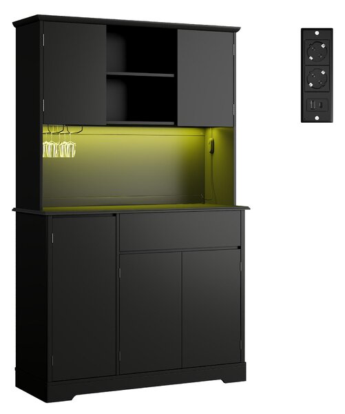 Kuchyňská skříň BEALIFE, rozměry 107x40x172 cm, s zásuvkou a RGB LED lištou | Černá | AP125
