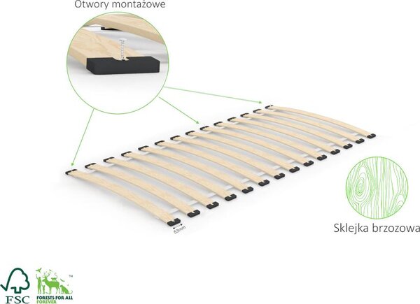E-stelaze Lamelový Rošt do postele 90x160 cm pružný 16 lamel pod matraci rám lůžka