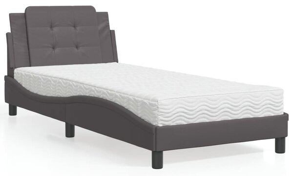 Rám postele bez matrace Zadar šedá 100 x 200 cm umělá kůže 3208848