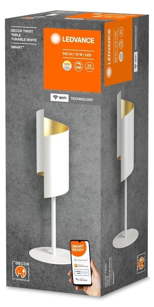 Chytrá WiFi stolní lampa bílá DECOR TWIST, laditelná bílá