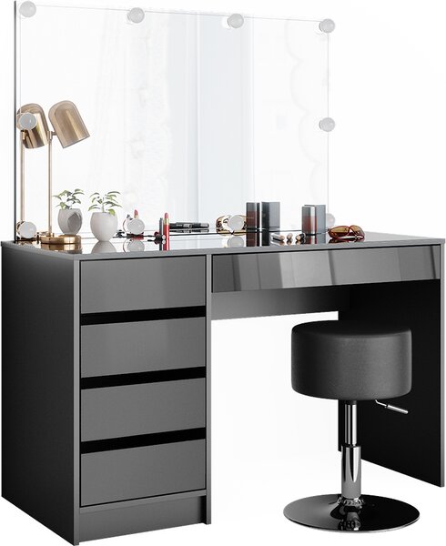 Toaletní stolek Vicco Sherry Antracit 120 cm s osvětlením LED a stoličkou, Model 36887