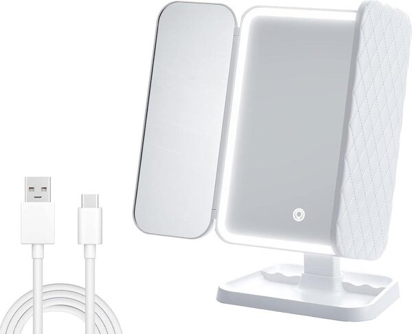 Verk 27029 Kosmetické zrcátko LED, 3x zvětšení, bílé