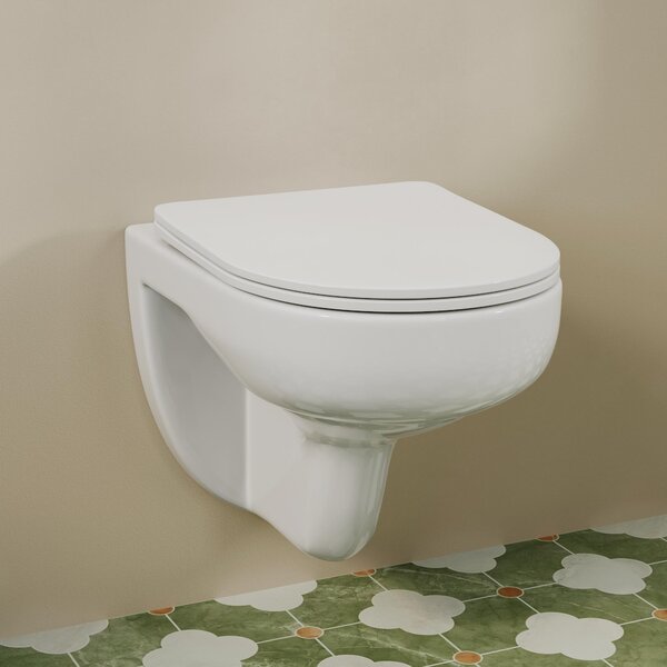 HOROW Kompletní WC set 82 cm předstěnový prvek skrytá splachovací nádržka + závěsný klozet + bílý kulatý tlačný talíř