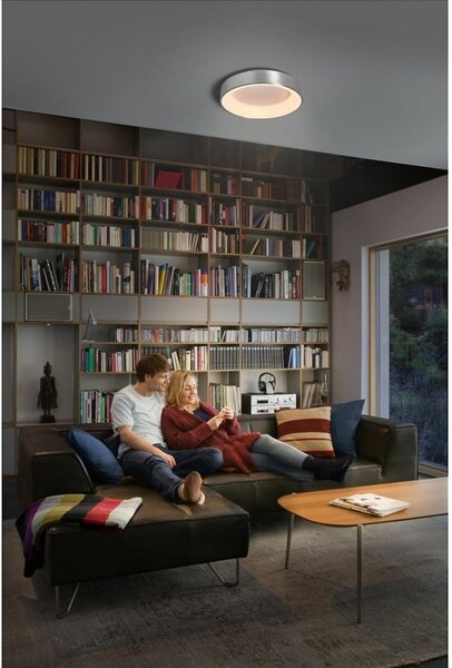 WiFi stropní svítidlo stříbrné CIRCULAR WHITE, laditelná bílá