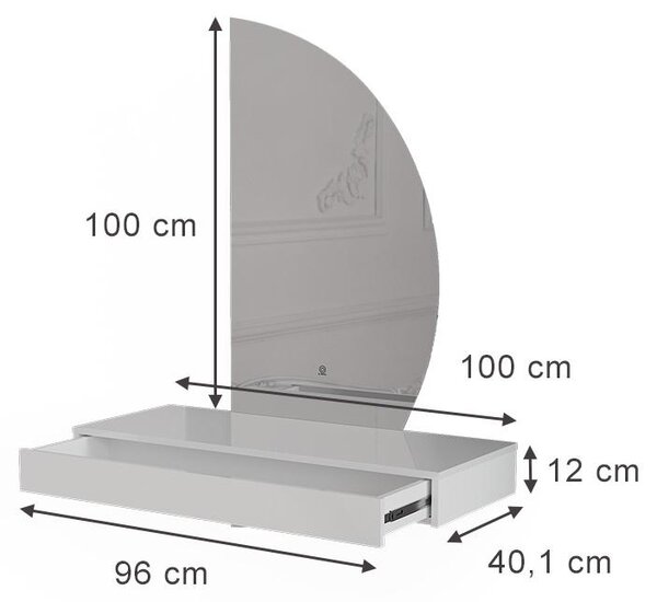 Toaletní stolek Vicco Sherry Bílá vysoký lesk 100 cm se zrcadlem LED, Model 61308