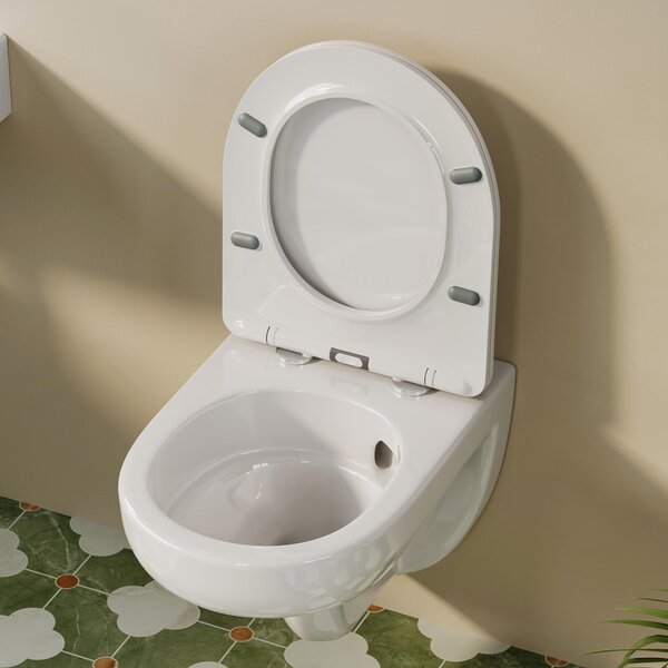 HOROW Kompletní WC set 82 cm předstěnový prvek skrytá splachovací nádržka + závěsný klozet + bílý kulatý tlačný talíř