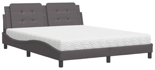 Postel s matrací Zadar šedá 160 x 200 cm umělá kůže 3208876