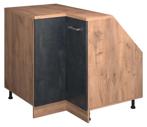 Rohová kuchyňská skříňka pod šikmou střechu Vicco R-Line Černý beton 75.6 cm s 1 dveřmi, korpus skříně hloubka 60 cm, Model 59972