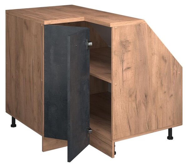 Rohová kuchyňská skříňka pod šikmou střechu Vicco R-Line Černý beton 75.6 cm s 1 dveřmi, korpus skříně hloubka 60 cm, Model 59972