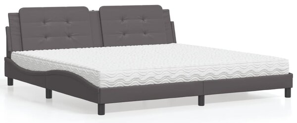 Postel s matrací Zadar šedá 200 x 200 cm umělá kůže 3208890