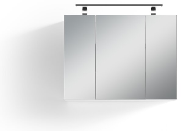 ByLIVING Zrcadlová skříňka Spree, šířka 80 cm, s LED osvětlením, s vypínačem a zásuvkovou skříňkou, koupelnová skříňka se zrcadlovými dvířky