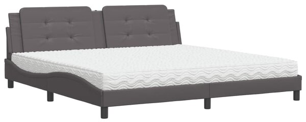 Postel s matrací Zadar šedá 200 x 200 cm umělá kůže 3208890