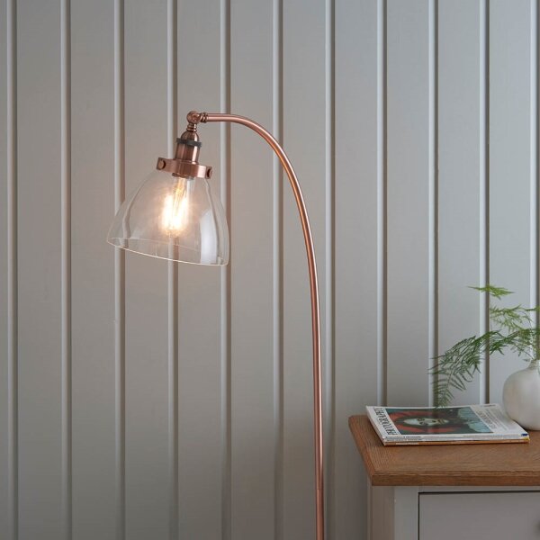 Endon 77862 - Stojací lampa HANSEN 1xE27/40W/230V měděná