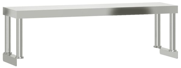 Kuchyňský pracovní stůl s horní policí 110 x 30 x 120 cm nerez 3208897