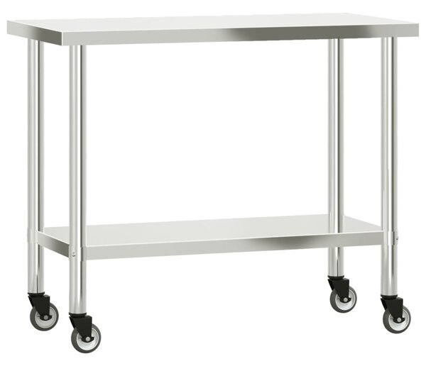 Kuchyňský pracovní stůl s horní policí 110 x 55 x 120 cm nerez 3208901