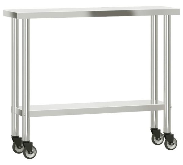 Kuchyňský pracovní stůl s horní policí 110 x 30 x 120 cm nerez 3208897