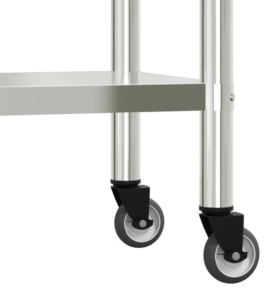 Kuchyňský pracovní stůl s horní policí 110 x 30 x 120 cm nerez 3208897