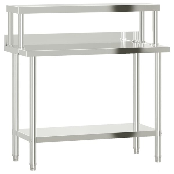 Kuchyňský pracovní stůl s horní policí 110 x 55 x 120 cm nerez 3208900