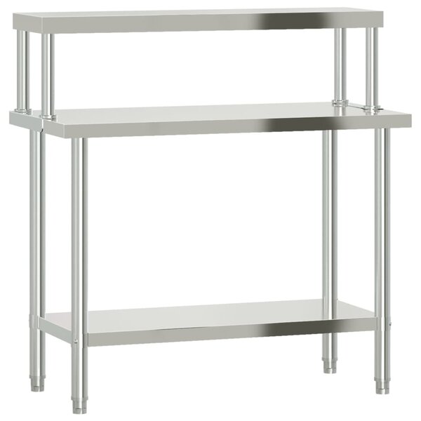 Kuchyňský pracovní stůl s horní policí 110 x 55 x 120 cm nerez 3208899