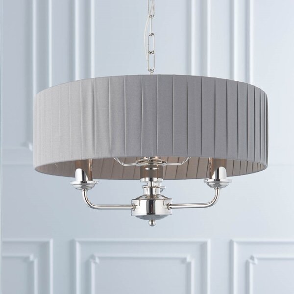 Endon 94394 - Lustr na řetězu HIGHCLERE 3xE14/40W/230V tmavě šedá/lesklý chrom