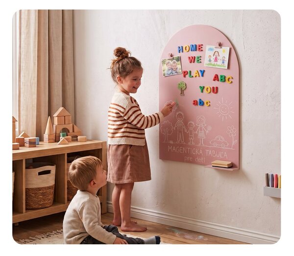 Samolepící magnetická fólie na zeď ve tvaru oblouku 100 × 80 cm - béžová