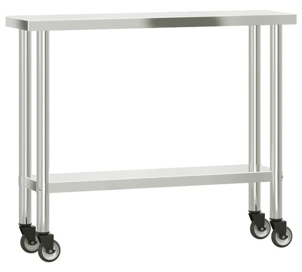 Kuchyňský pracovní stůl s horní policí 110 x 30 x 150 cm nerez 3208905
