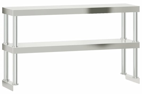 Kuchyňský pracovní stůl s horní policí 110 x 55 x 150 cm nerez 3208909
