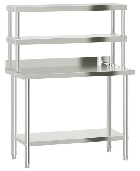 Kuchyňský pracovní stůl s horní policí 110 x 55 x 150 cm nerez 3208908