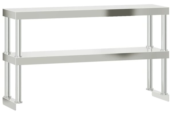 Kuchyňský pracovní stůl s horní policí 110 x 30 x 150 cm nerez 3208905