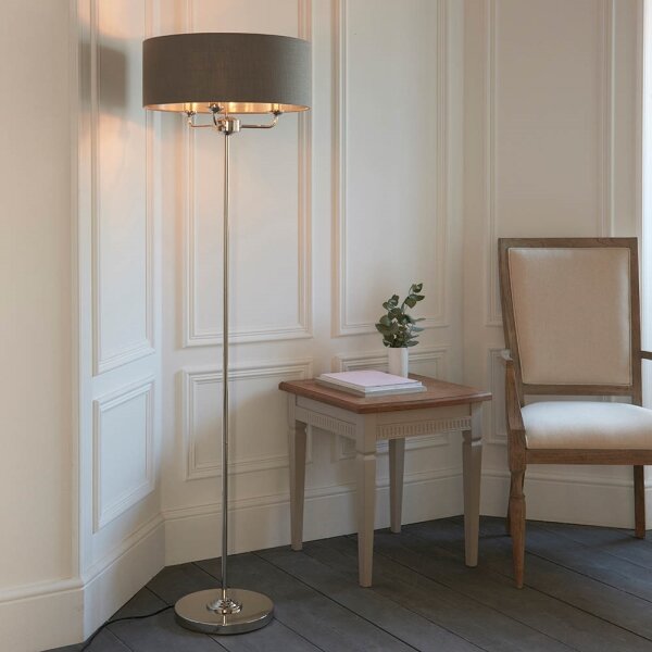Endon 94378 - Stojací lampa HIGHCLERE 1xE14/40W/230V šedá/lesklý chrom