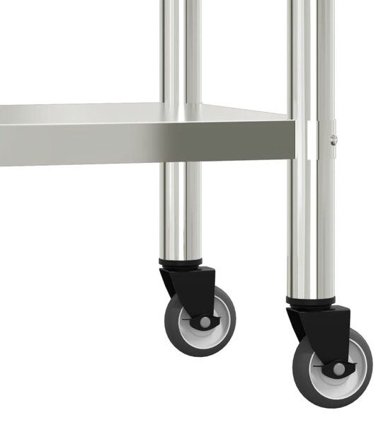 Kuchyňský pracovní stůl s horní policí 110 x 30 x 150 cm nerez 3208905