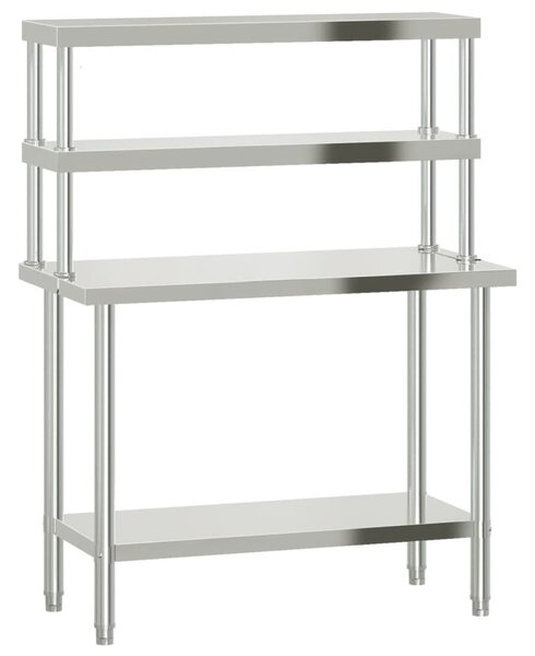 Kuchyňský pracovní stůl s horní policí 110 x 55 x 150 cm nerez 3208907