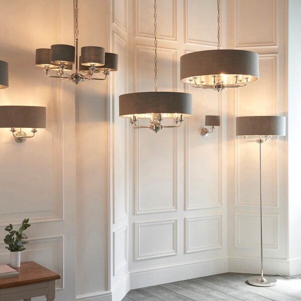 Endon 94378 - Stojací lampa HIGHCLERE 1xE14/40W/230V šedá/lesklý chrom