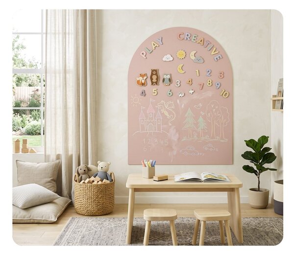 Samolepící magnetická fólie na zeď ve tvaru oblouku 100 × 80 cm - béžová