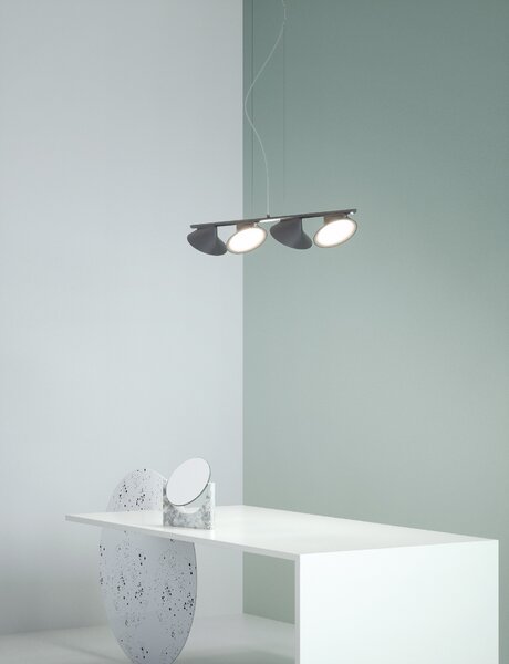 Axolight Orchid, antracitové závěsné svítidlo, závěsné svítidlo, 4x15W LED 3000K, stmívatelné, délka 133,5cm