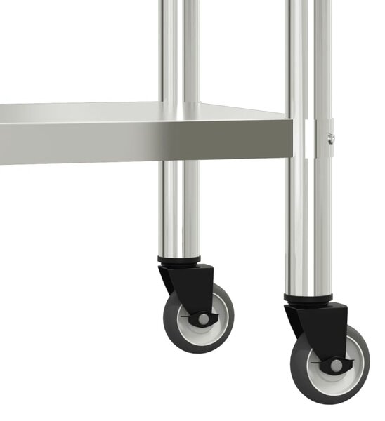 Kuchyňský pracovní stůl s horní policí 110 x 55 x 150 cm nerez 3208909