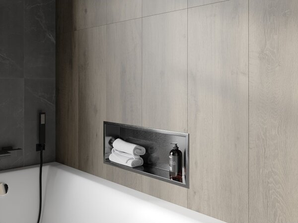 Mexen X-Wall-R rohová polička s obrubou 60 x 20 cm, kartáčovaný gun grey - 19E0602010